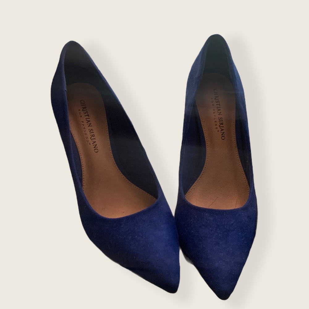 Suede blue Christian Siriano heels